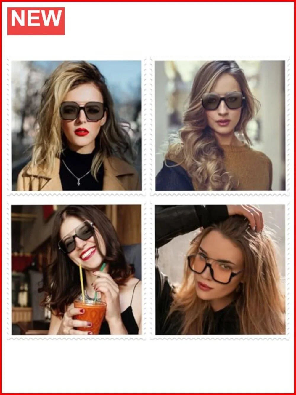3 Pcs Retro Oversized Aviator Sunglasses Square Semi Rimless UV Protection